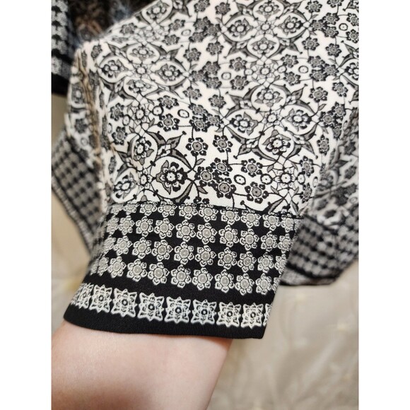 Max Studio Womens Large Black Open Cardigan Floral Mandala Oriental Cover Up - Picture 5 of 14